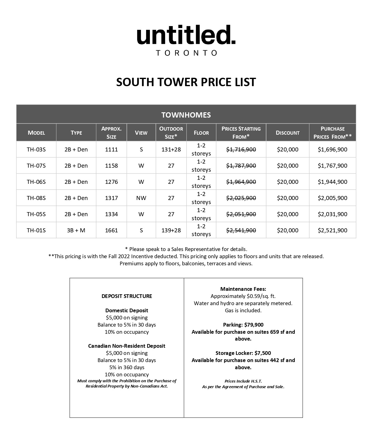 price list